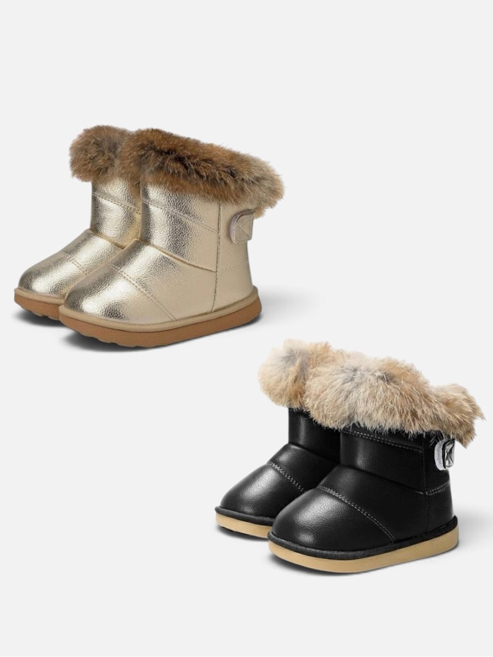 BABY GIRL Faux Fur Gold and Blackโ Boots Set of 2
